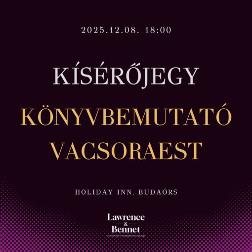 KÍSÉRŐJEGY PLUSZ 1 résztvevő részére- Könyvbemutató, előadás és vacsoraest (December 8.)
